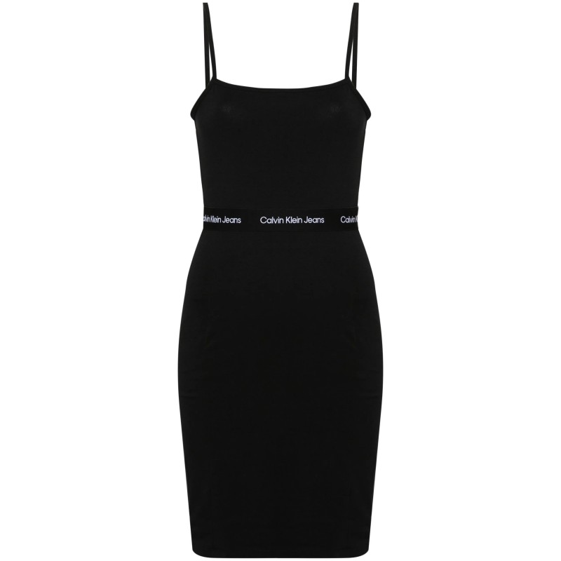 Logo tape strappy dress