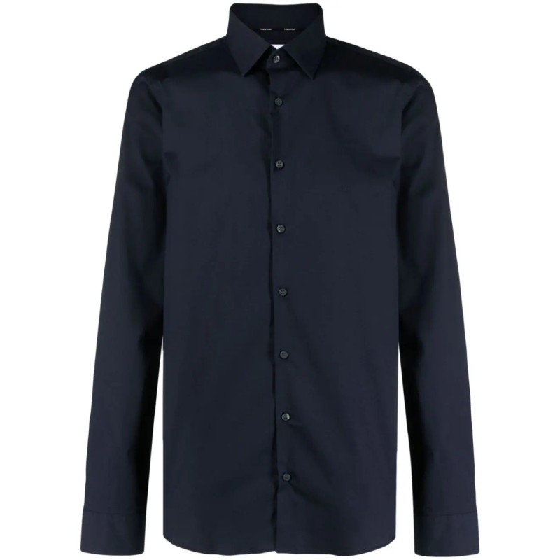 Poplin stretch slim shirt