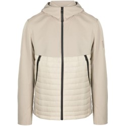 Quilted mix media jacket hood