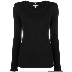 Slim frill rib scoop-neck swea