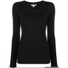 Slim frill rib scoop-neck swea