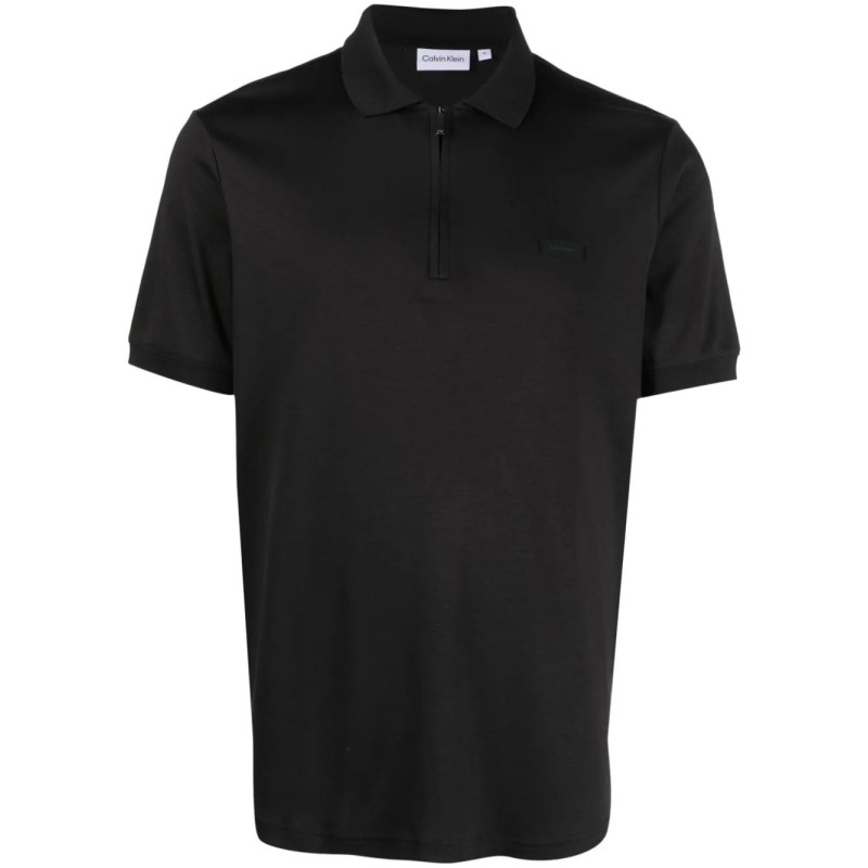 Smooth cotton welt zip polo