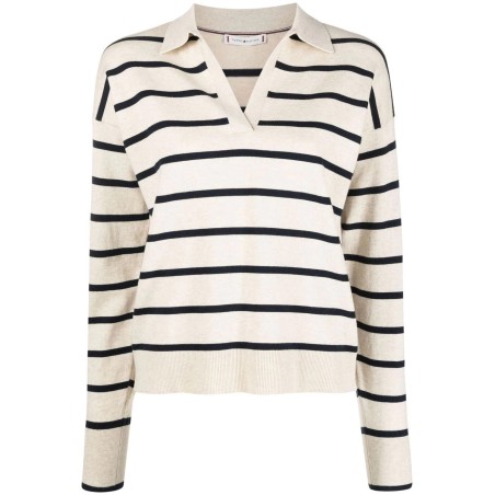 Soft stripe polo sweater