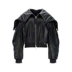 nappa bomber jacket with oversized hood