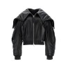 nappa bomber jacket with oversized hood