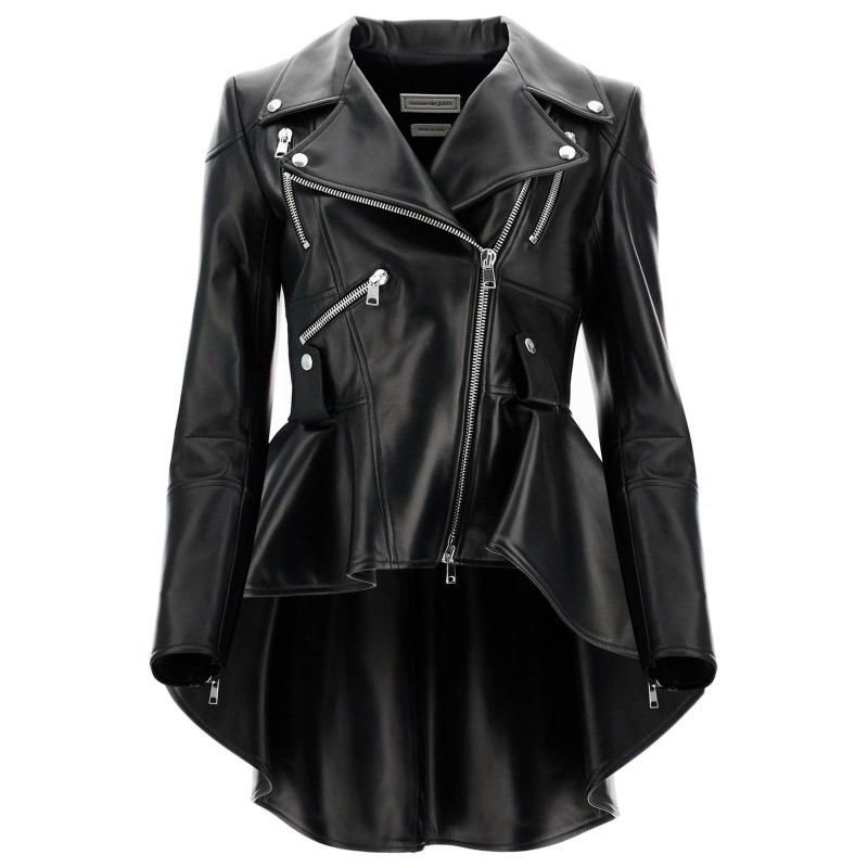 peplum leather biker jacket