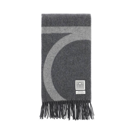 monogram jacquard wool scarf