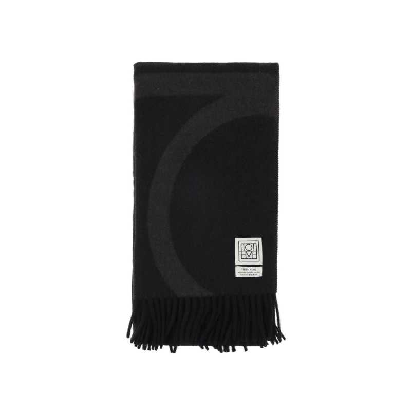 wool jacquard monogram scarf