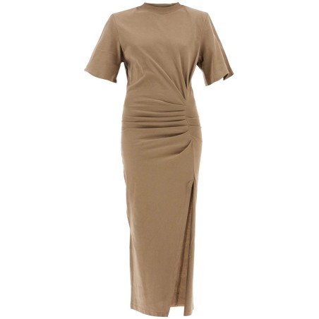 draped dress with padded shoulders