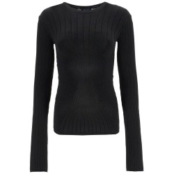 ribbed knit top with long sleeves