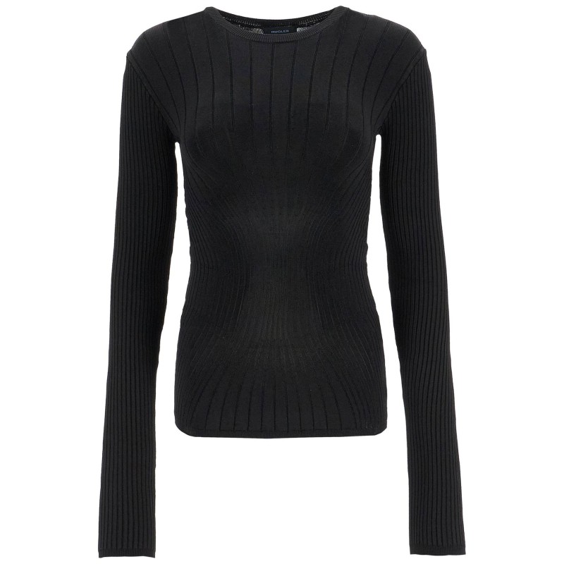 ribbed knit top with long sleeves