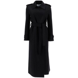 pressed wool robe coat with nine words