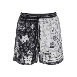 silk bandana print bermuda shorts