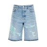 denim logo varsity bermuda shorts