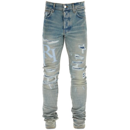 leather logo jeans with eight words