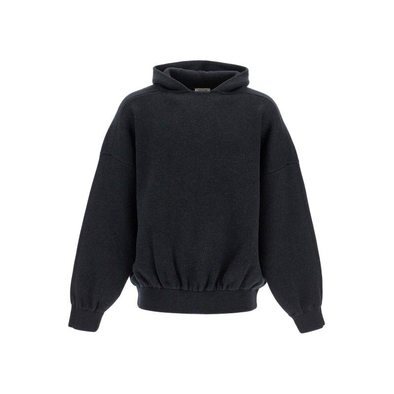 hooded knit sweatshirt with