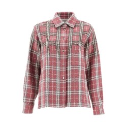 tweed overshirt with applique