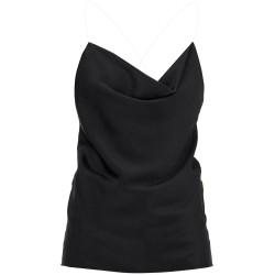 satin top with draped neckline and low