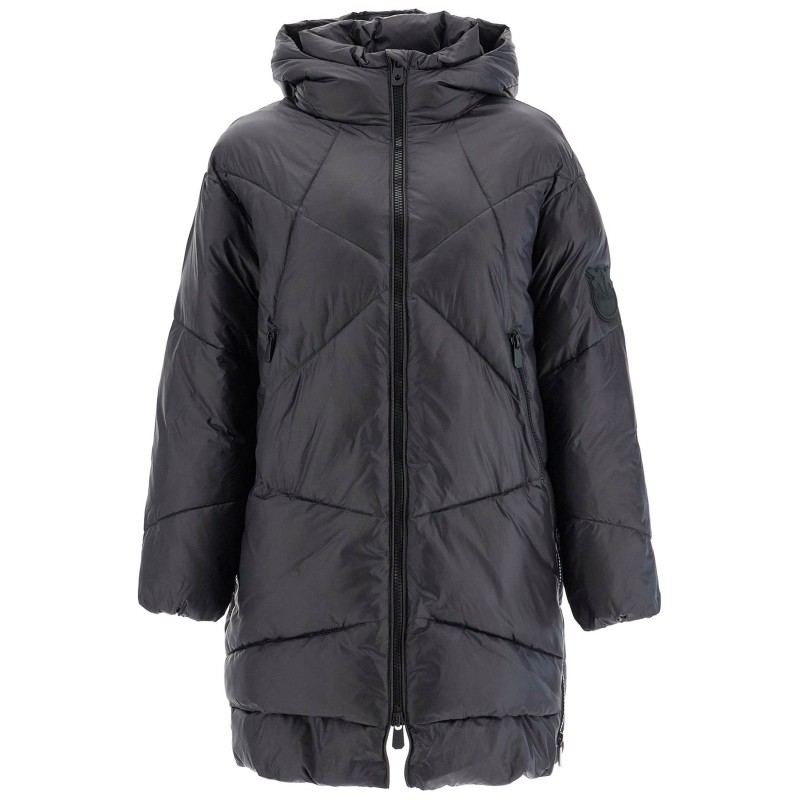 mid-length down jacket with hood