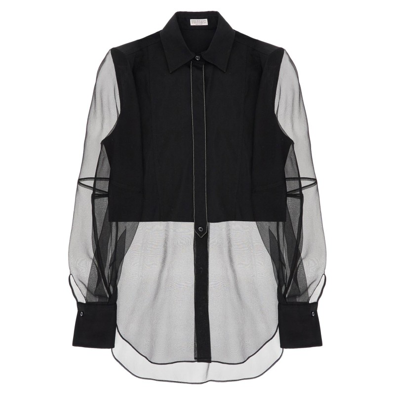 poplin and organza shirt in