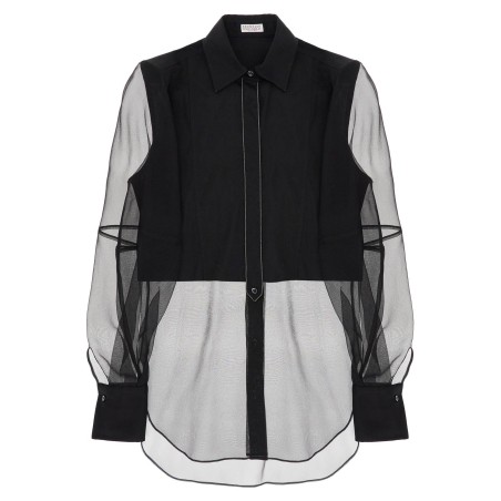 poplin and organza shirt in