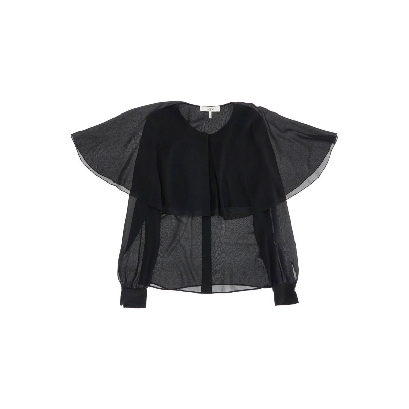 silk blouse with cape overlay