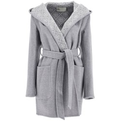 mid-length coat with hood