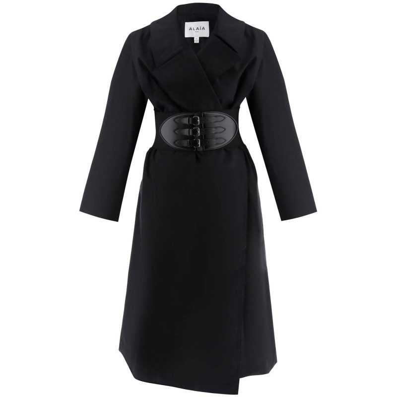 belted trench coat in technical cotton