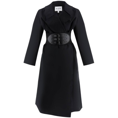 belted trench coat in technical cotton