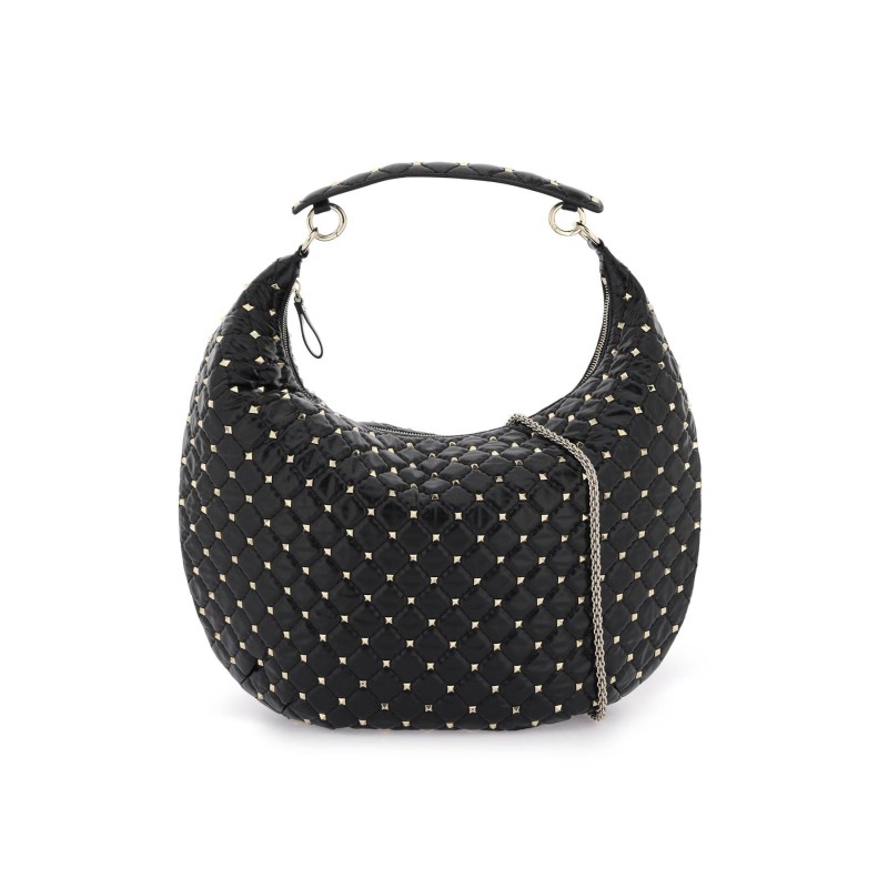 leather 'rockstud spike' hobo bag