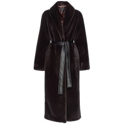 Belted faux-fur coat