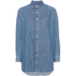 Oversize long denim shirt