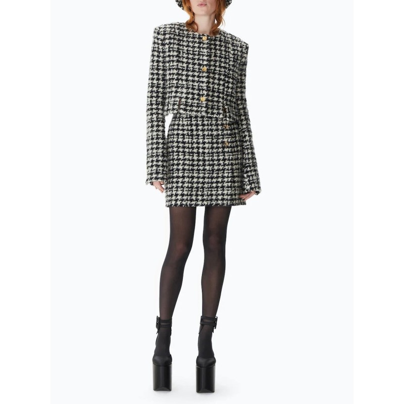 Houndstooth Round Collar Jacket