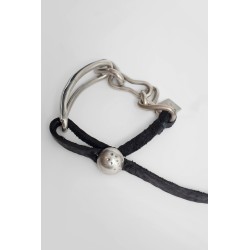 silver and leather bracelet