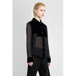 stretch georgette shirt with velvet inserts