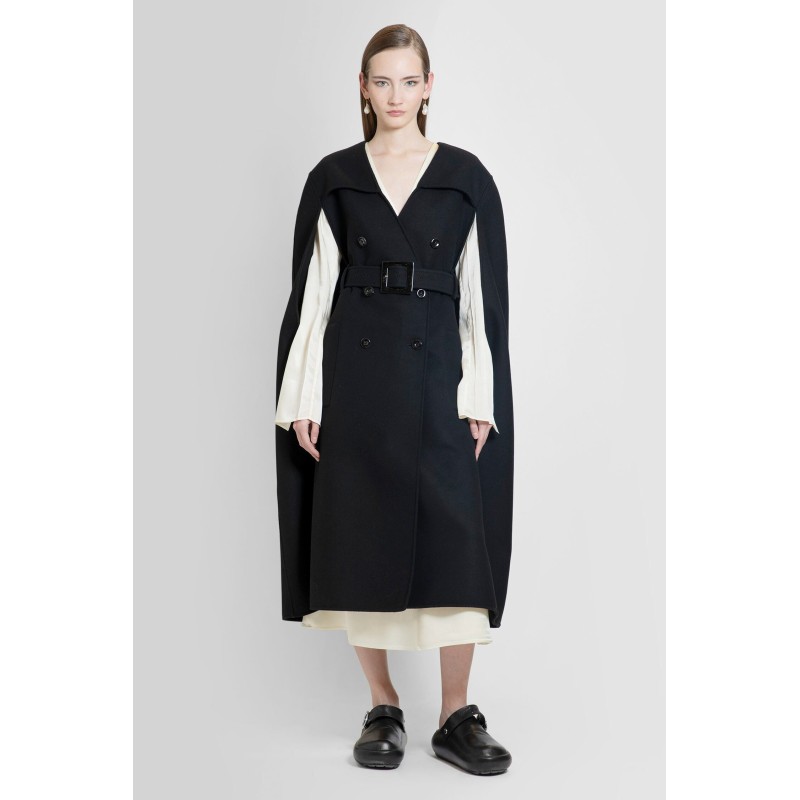 trench cape in compact double wool