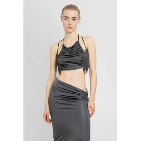 sleeveless ruched cropped top