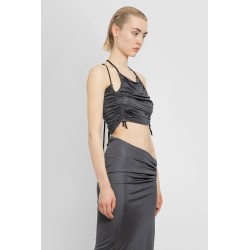 sleeveless ruched cropped top