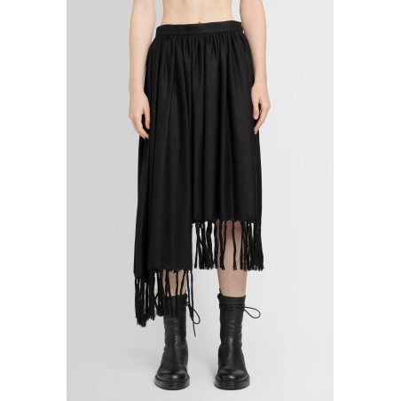 asymmetric fringed wool skirt