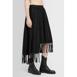 asymmetric fringed wool skirt