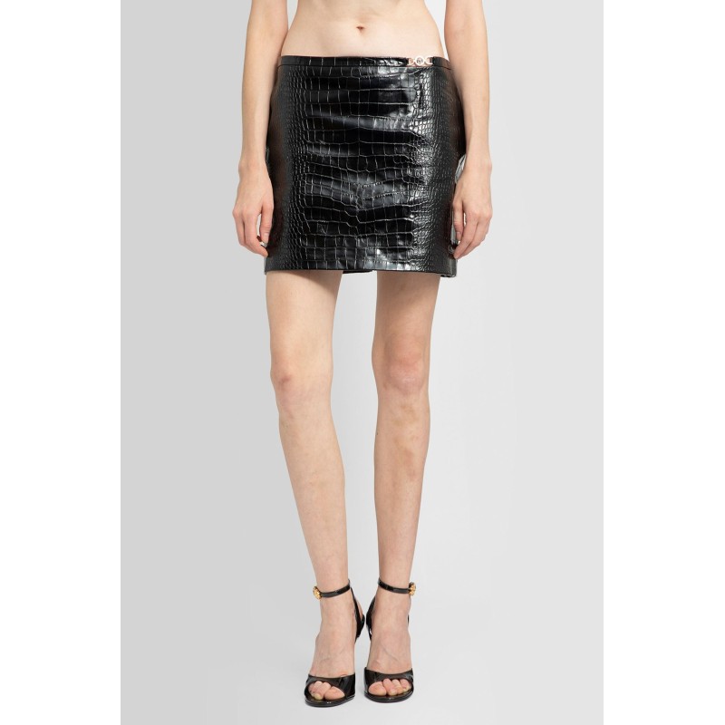 croc-effect leather mini skirt