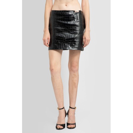 croc-effect leather mini skirt