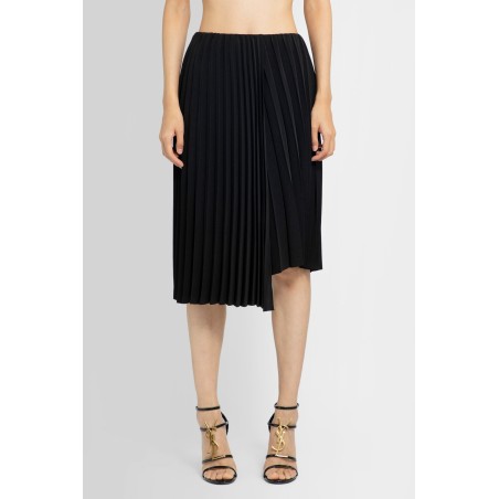 asymmetrical pleated mid skirt in crepe