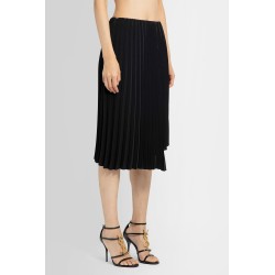 asymmetrical pleated mid skirt in crepe