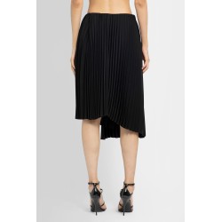 asymmetrical pleated mid skirt in crepe