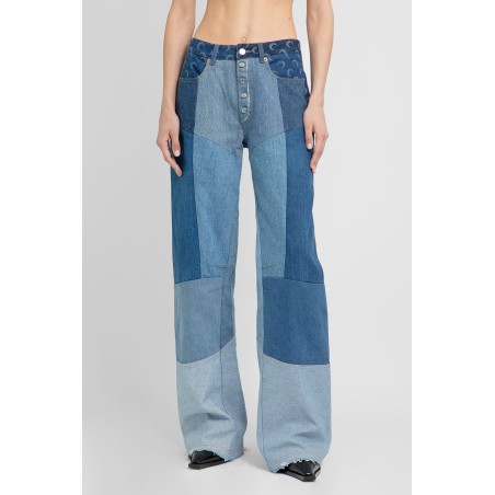 regenerated denim moonogram wide leg trousers