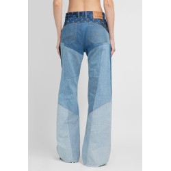 regenerated denim moonogram wide leg trousers