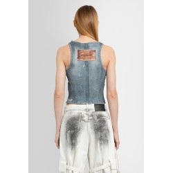 denim print knitted tank top