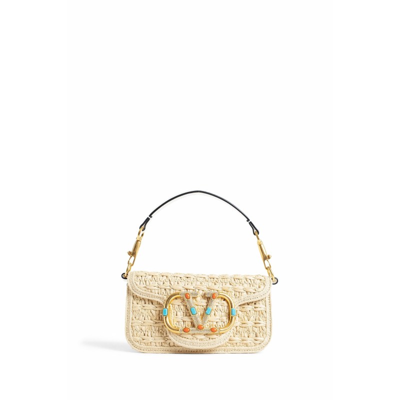 small locò raffia and jewel shoulder bag