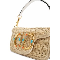 small locò raffia and jewel shoulder bag